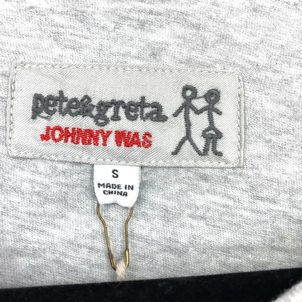 Pete & Greta by Johnny Was Women's Size S Libby Mixed Media Top Long Sleeve Gray